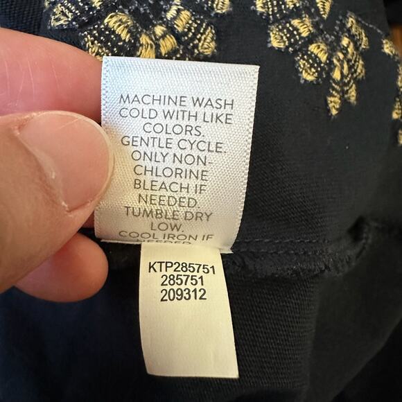 J.JILL PURE JILL Top Blouse Navy Blue Embroidered Cotton Boho NWT - Picture 8 of 9